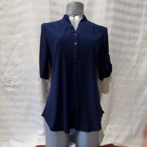 Navy blue draping blouse